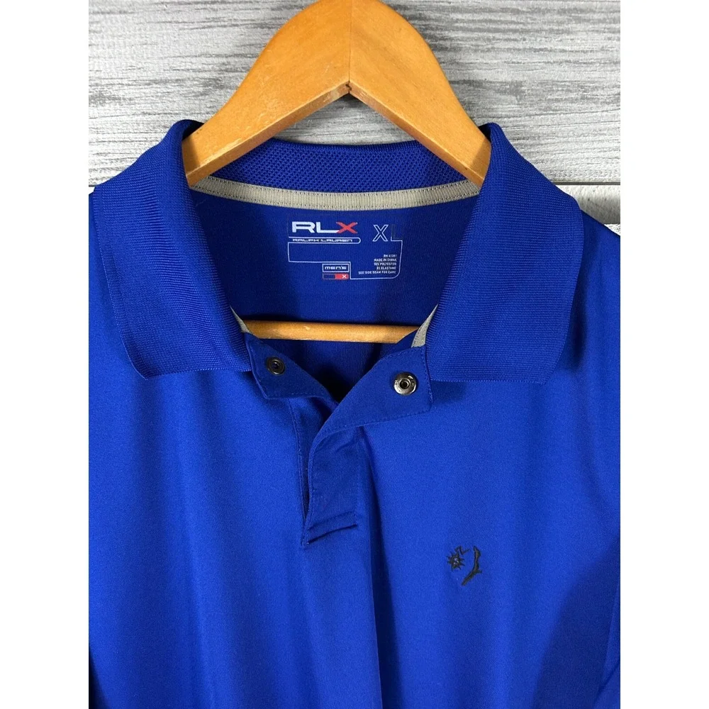 Ralph Lauren RLX Solid Blue Short Sleeve Golf Polo Shirt Mens XL - Picture 2 of 8